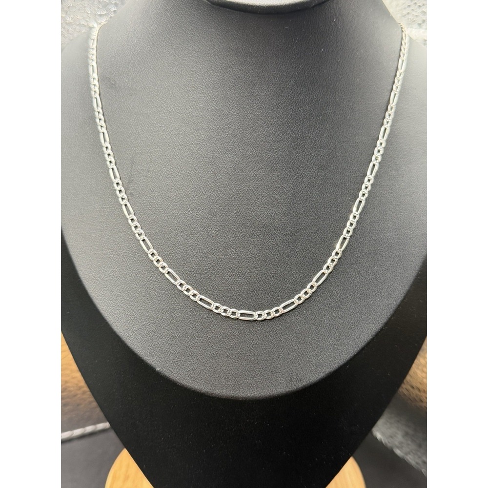 18" Sterling Silver Figaro Chain Necklace 2.75 Mm 5 Grams